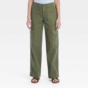 Mid-Rise Utility Cargo Pants - Olive Green 14